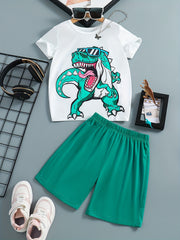 Boys Dino Casual Outfit T shirt & Shorts Kids Summer Clothes