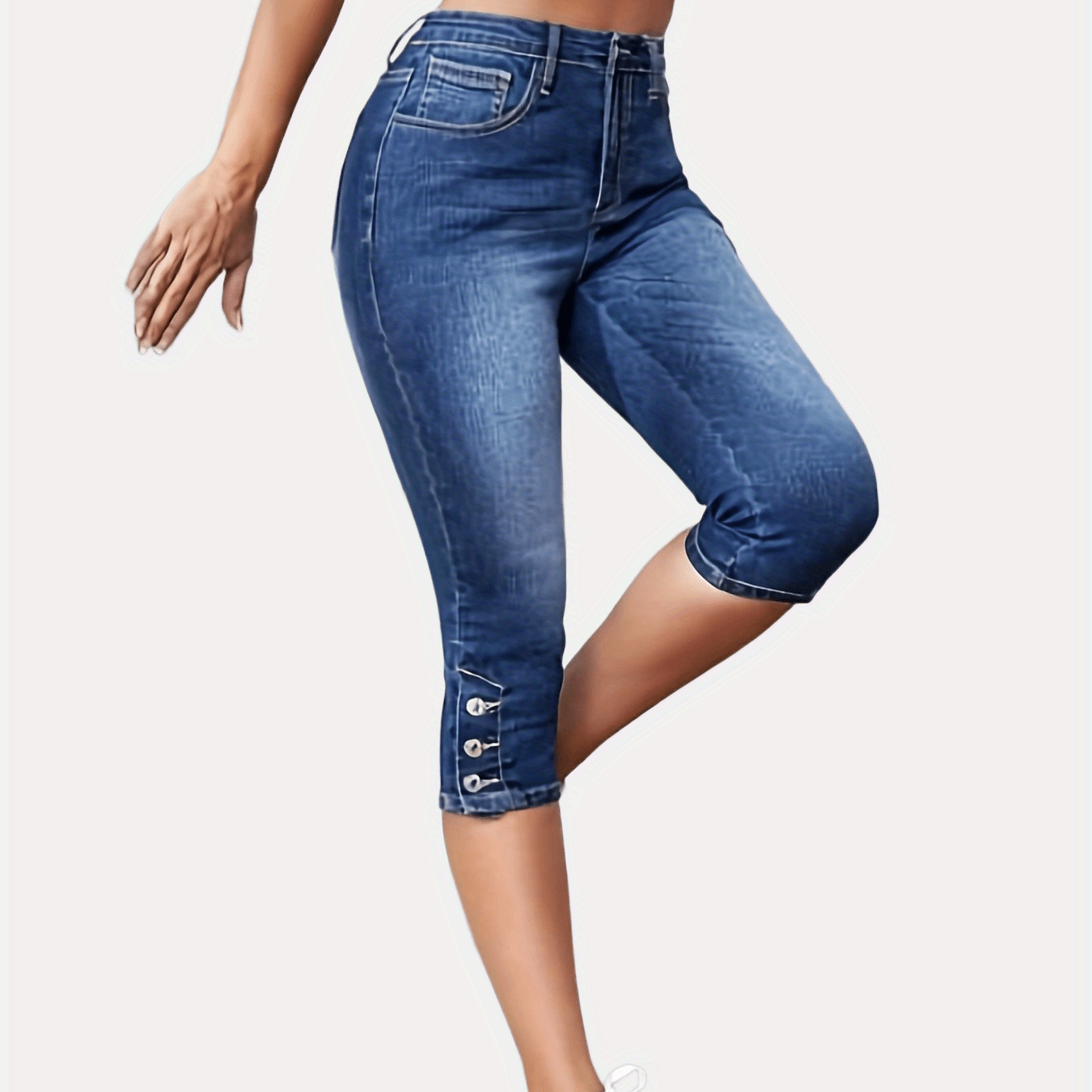 High Waist Slim Fit Capris Skinny Jeans