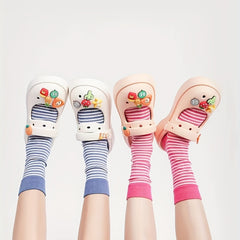3 Pairs Striped Sports Socks Comfy & Breathable College Style All match Socks