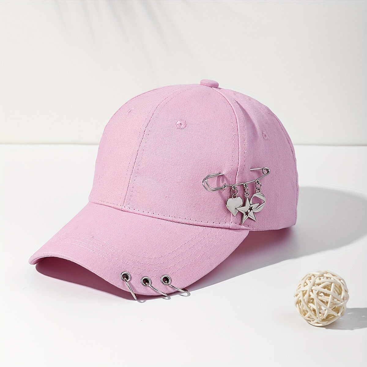 Kpop Ring Decor Baseball Cap Solid Dad Hats Hip hop Unisex Adjustable