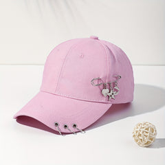 Kpop Ring Decor Baseball Cap Solid Dad Hats Hip hop Unisex Adjustable