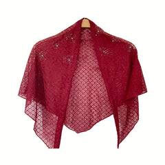 Rhinestone Decor Bowknot Shawl Triangle Scarf Solid Cape For Women