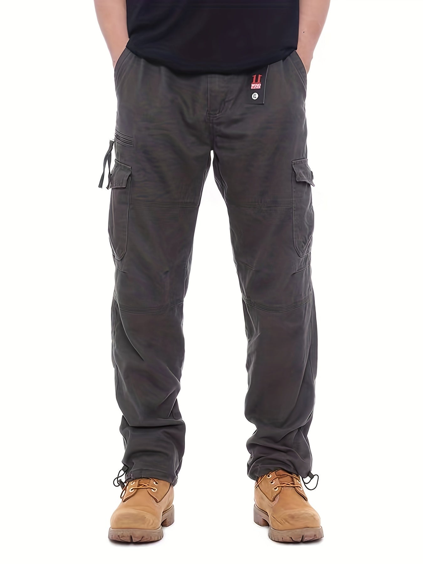 Men's Solid Cargo Pants High Pocket Loose Casual Outdoor Trousers