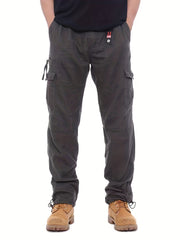 Men's Solid Cargo Pants High Pocket Loose Casual Outdoor Trousers