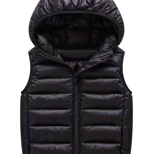 Boys Winter Hooded Cotton Padded Vest Sleeveless Jacket
