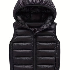 Boys Winter Hooded Cotton Padded Vest Sleeveless Jacket