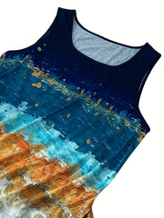 Painting Print Round Neck Tank Top