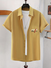 Skeleton Hand & Letter Print Casual Men's Shirt