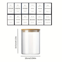 750ML Glass Storage Jar Sealed Jar With 12 Food Labels