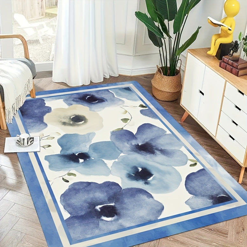Vintage Floral Pattern Area Rug Stain Resistant Non Shedding Eco Friendly Carpet