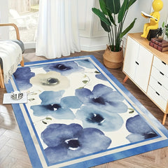 Vintage Floral Pattern Area Rug Stain Resistant Non Shedding Eco Friendly Carpet