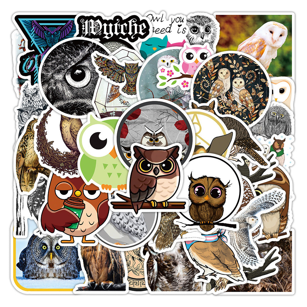 50Pcs Owl Themed Stickers for Laptops Phones Helmets & More