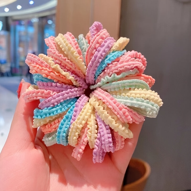 100pcs Girls Colorful Elastic Hair Ties Seamless Candy Accessory
