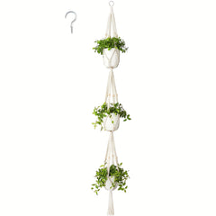 Macrame Plant Hanger 3 Tier Indoor Outdoor Hanging Planter Basket Cotton Rope