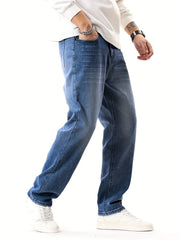 Men's Solid Denim Pants for Spring Summer