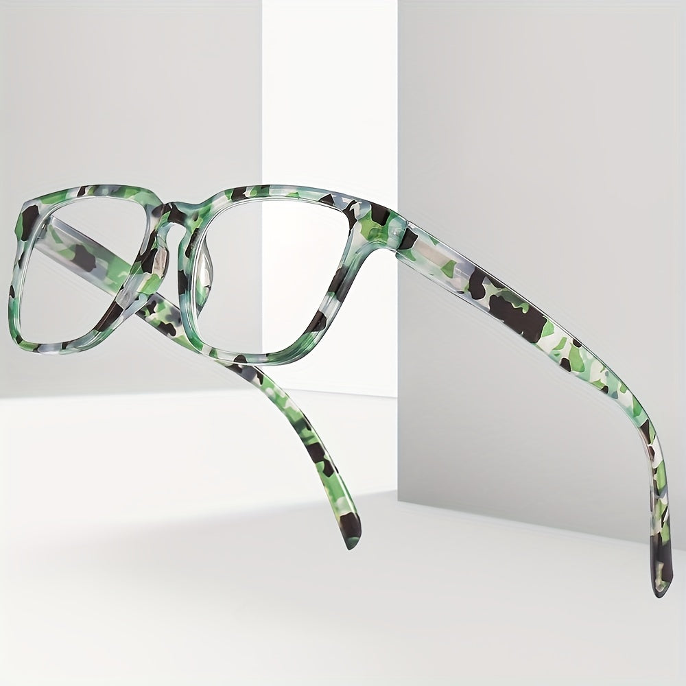 Camouflage Square Frame Reading Glasses Casual Eyeglasses