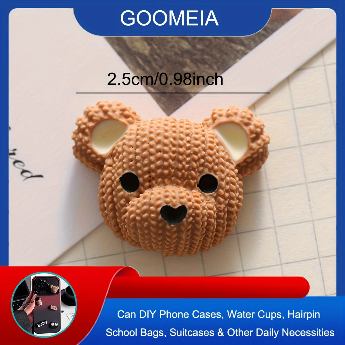 5pcs Coffee Bear Cream DIY Phone Case Hair Clip Water Cup Accessories