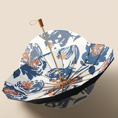 16 Bones Foldable Wood Handle Umbrella