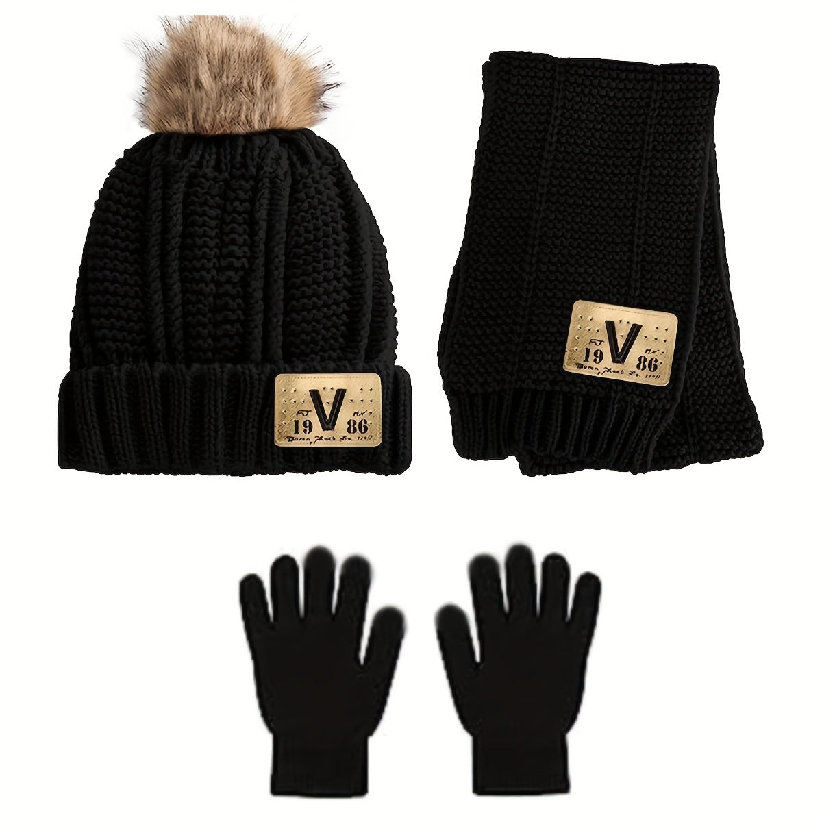 Kids Autumn Winter Hat Scarf Gloves Set