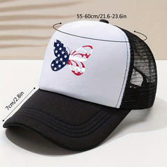 Flag Butterfly Baseball Cap Mesh Trucker Dad Hats Sun Hats Patriotic Cap