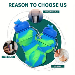 550ml Foldable Water Bottle Portable Leakproof Shatterproof for Outdoor Travel