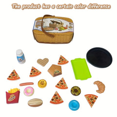 Kids Pretend Play Picnic Set Burger Pizza & Fries ABS Material Yellow