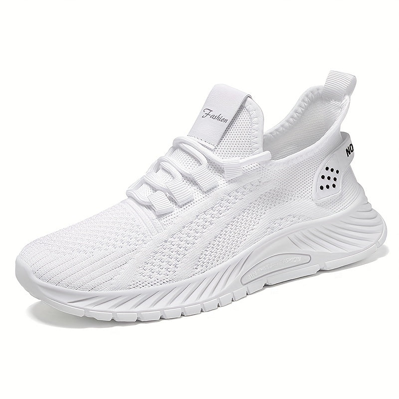 Women's Solid Knit Sneakers Lace Up Low Top Mesh Sports Shoes