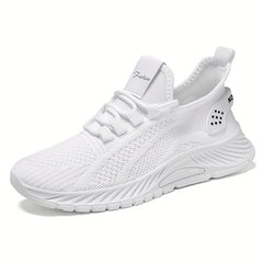 Women's Solid Knit Sneakers Lace Up Low Top Mesh Sports Shoes