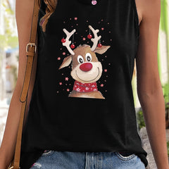 Christmas Deer Print Sleeveless Sports Vest Women's Activewear