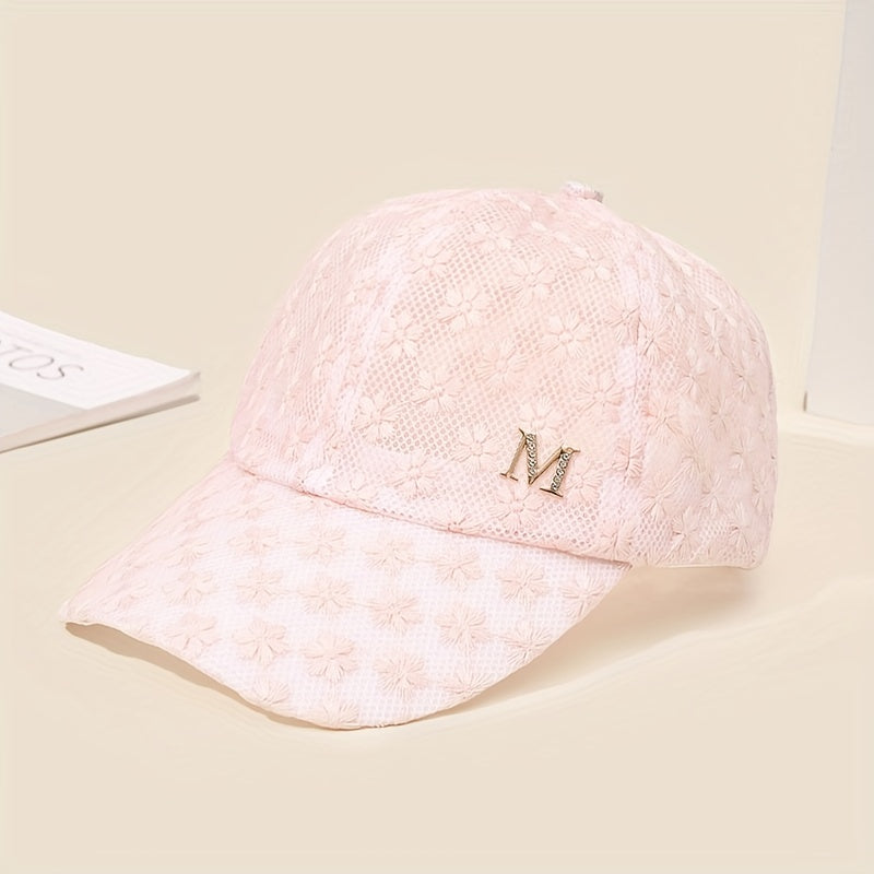 Unisex Lace Adjustable Baseball Cap with Letter Embroidery
