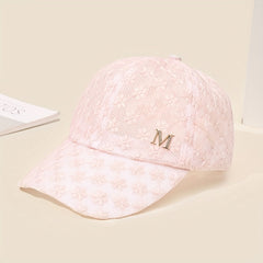 Unisex Lace Adjustable Baseball Cap with Letter Embroidery
