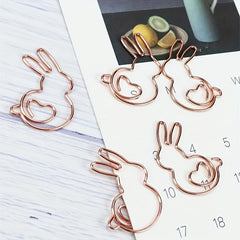 10pcs Rabbit Heart Paper Clip Bookmarks for Students
