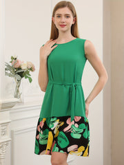 Abstract Print Splicing Dress Sleeveless Dress Women's Clothing