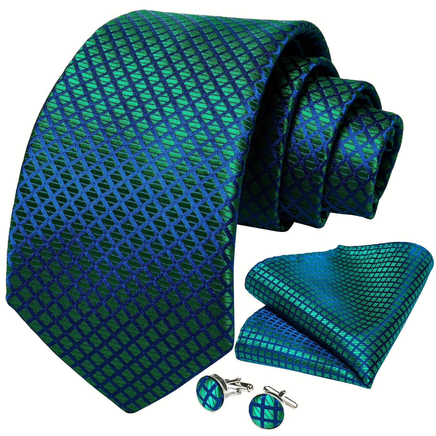 Men's Silk Ties Set Paisley Plaid Striped Necktie Pocket Square
