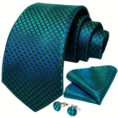 Men's Silk Ties Set Paisley Plaid Striped Necktie Pocket Square