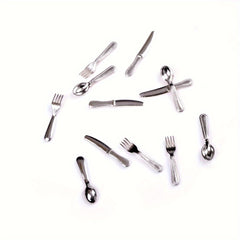 12pcs Mini Silverware Set Dollhouse Cutlery Knives and Forks Tableware