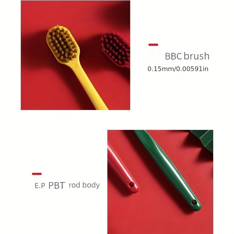 2pcs Macaron Wide Head Toothbrush Couple Bamboo Charcoal Soft Bristle
