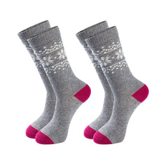 Snowflake Print Mid Tube Socks 2 Pairs Women's Stockings & Hosiery