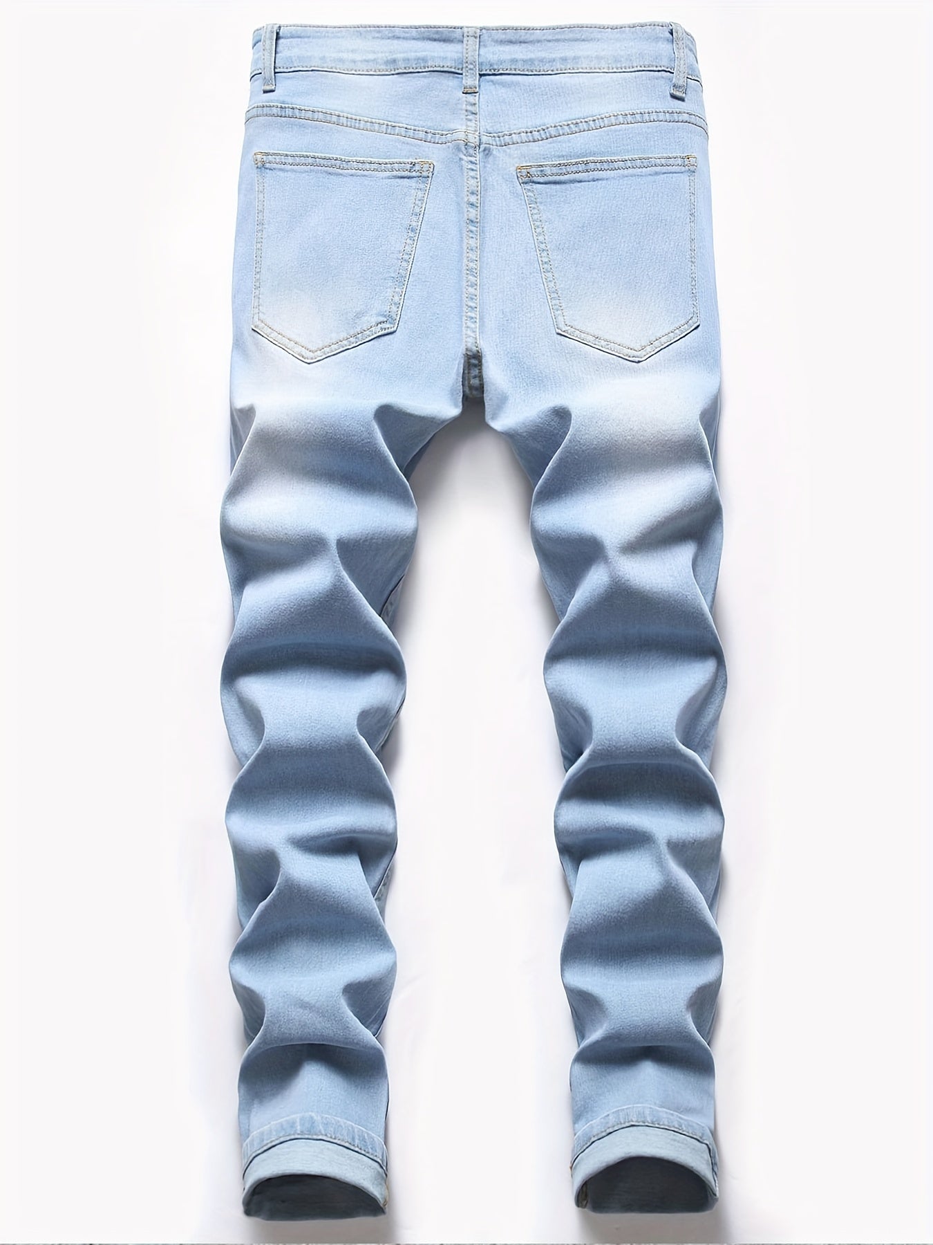 Men's Slim Fit Ripped Jeans: Distressed Stretch Denim Pants