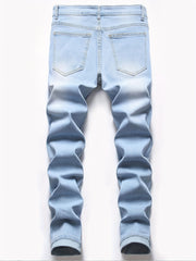 Men's Slim Fit Ripped Jeans: Distressed Stretch Denim Pants