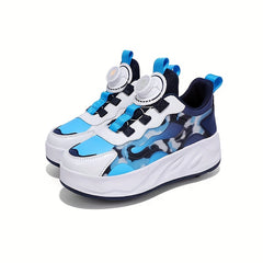 Girl's Mesh Roller Shoes, Rotating Buckle, Comfy, Detachable Wheel Skate