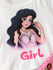 Girl's 2pcs Princess Pajama Set - T shirt & Pants