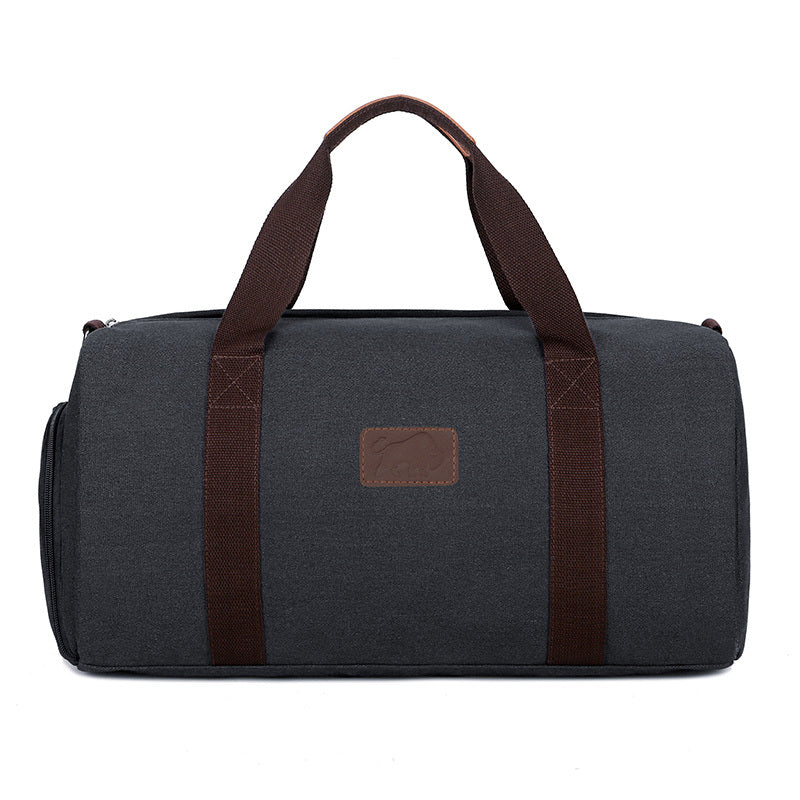 Solid Canvas Travel Bag Telescoping Handle Duffel Bag