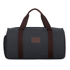 Solid Canvas Travel Bag Telescoping Handle Duffel Bag