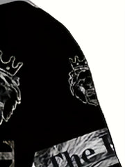 Men's 3D Print Lion Hoodie with Kangaroo Pocket - Autumn Winter