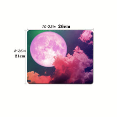 Pink Purple Moon Mouse Pad Small Game Mouse Pad Non Slip Rubber Base