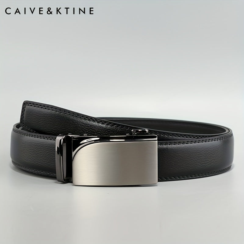 Caivektine Men's Cowhide Belt Business Pants Zinc Alloy Casual Automatic Buckle