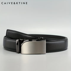 Caivektine Men's Cowhide Belt Business Pants Zinc Alloy Casual Automatic Buckle