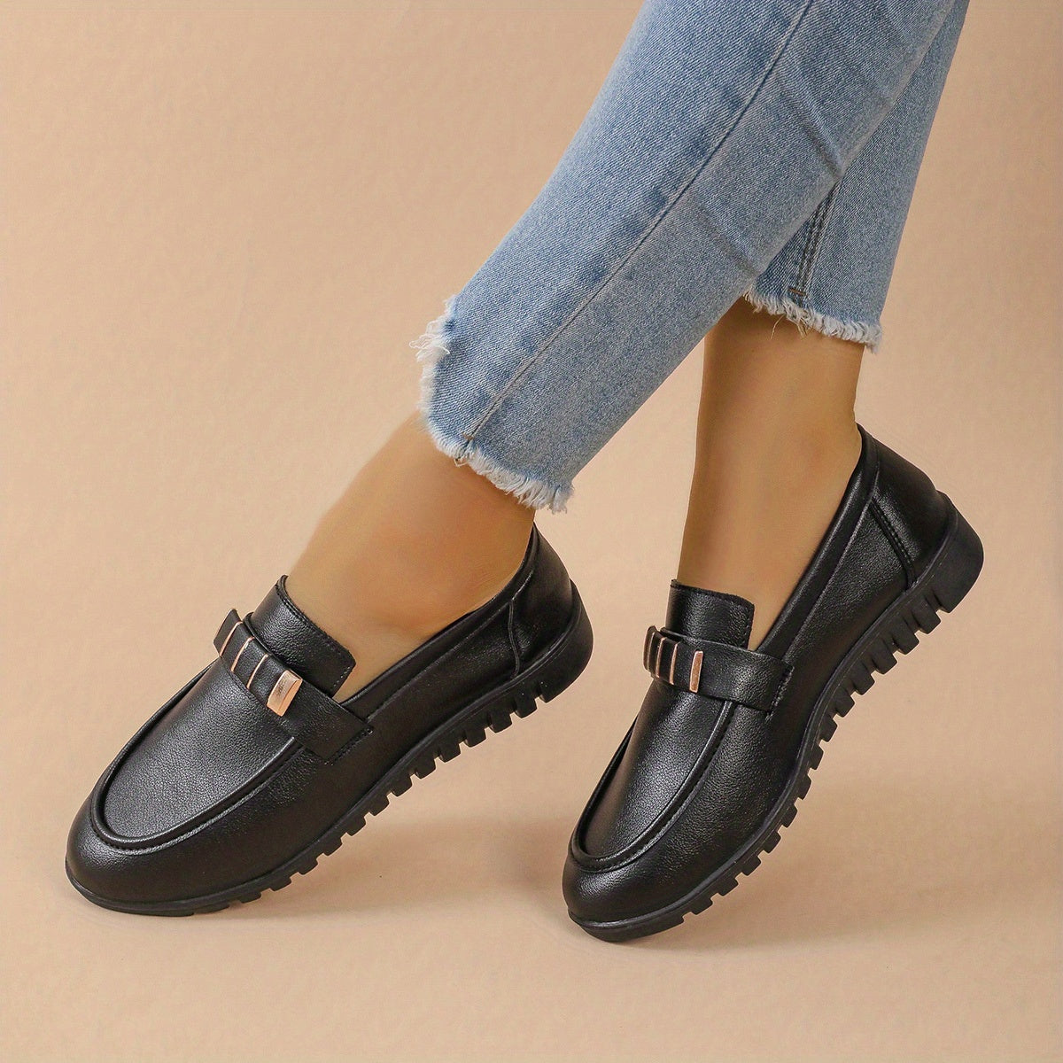 Women's Flat Loafers Comfy Solid Slip-On Shoes Soft Sole Flats