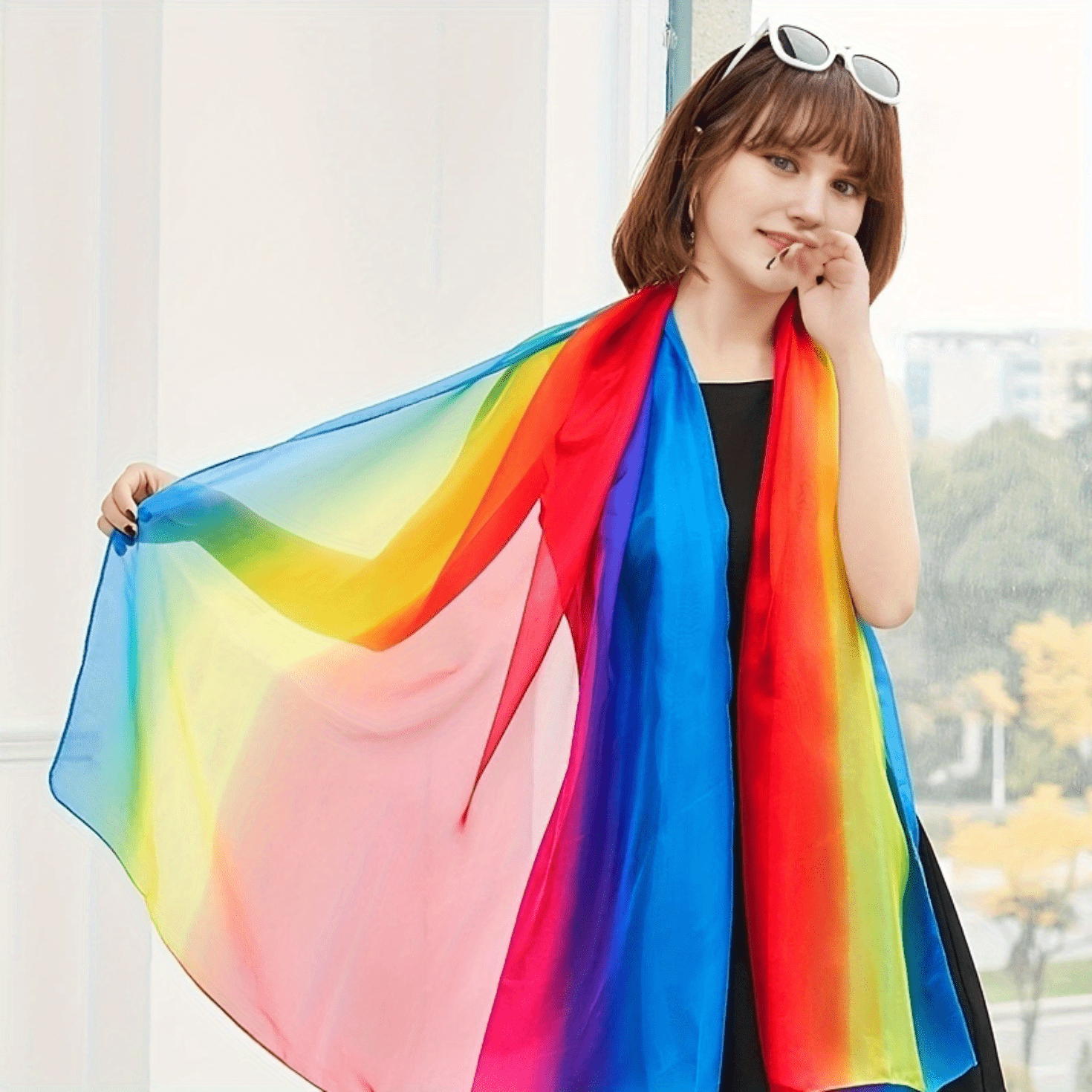 Rainbow Striped Hijab Chiffon Scarf LGBT Pride Head Wrap